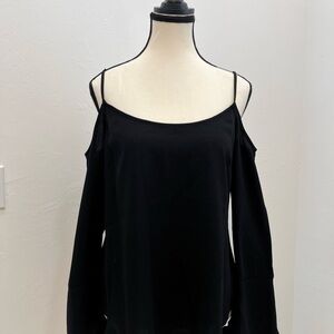 BCBG MAXAZRIA Womens Size Small Black‎ Nicholette Cold Shoulder Blouse